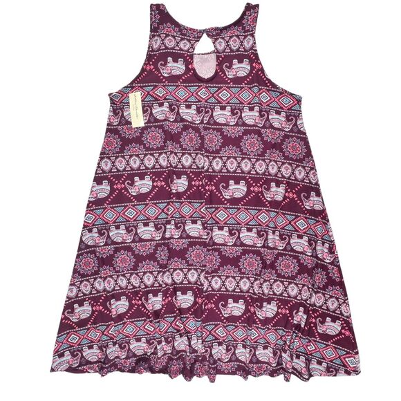 Bobbie Brooks Dress Large Elephant Print Boho Tribal Swim Cover Up Resort Wear - Picture 11 of 13